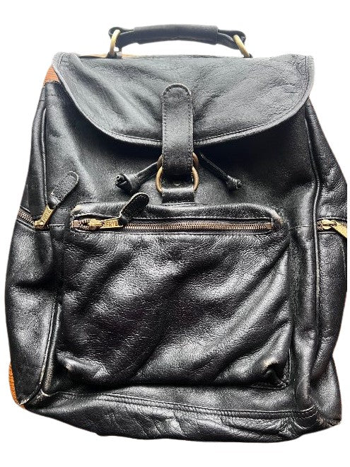 Vintage Black Leather Backpack - Pre-Loved